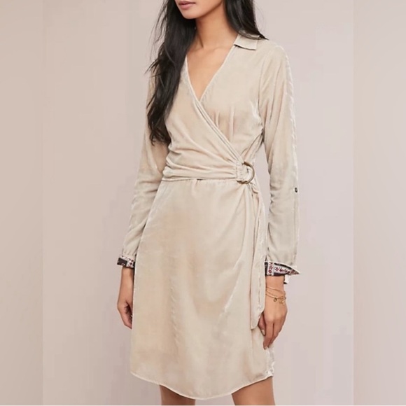 Anthropologie Dresses & Skirts - Anthropologie Maeve beige tan velvet dress, 8.